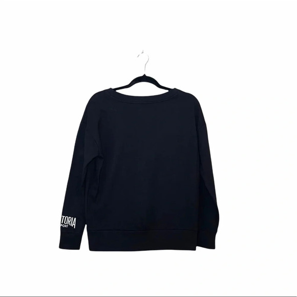 VS Victoria Sport Black Fleece Lined Crewneck Pullover Sweatshirt Xsmall Women’s - Picture 7 of 12